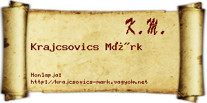 Krajcsovics Márk névjegykártya